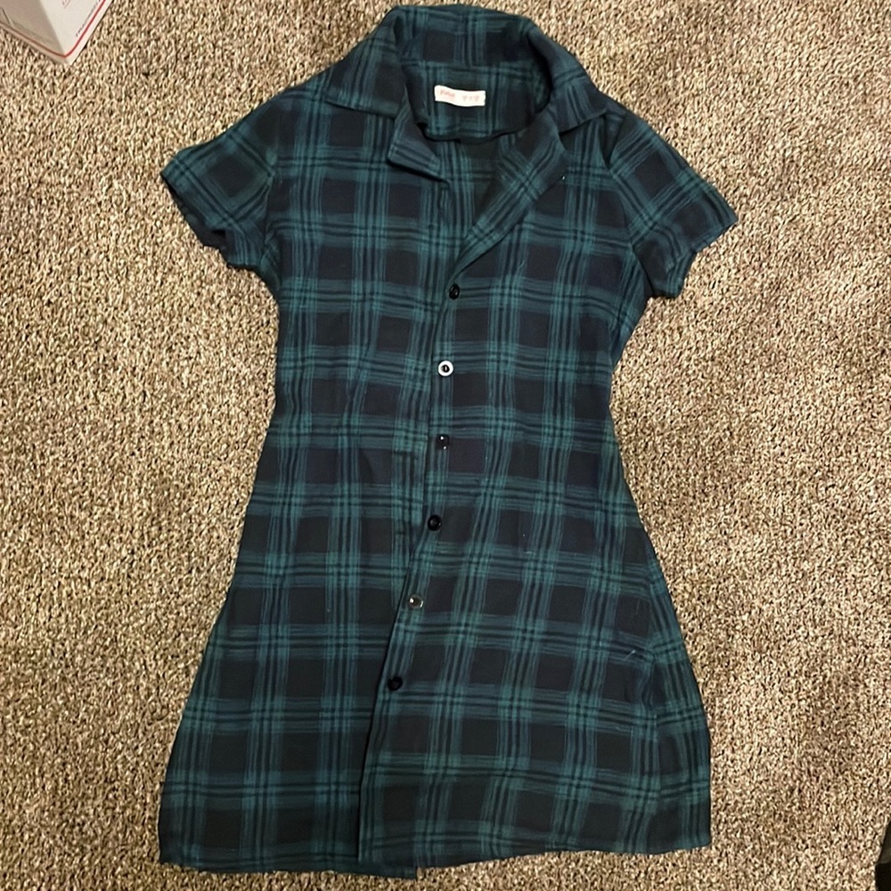 Romwe plaid shirt dress